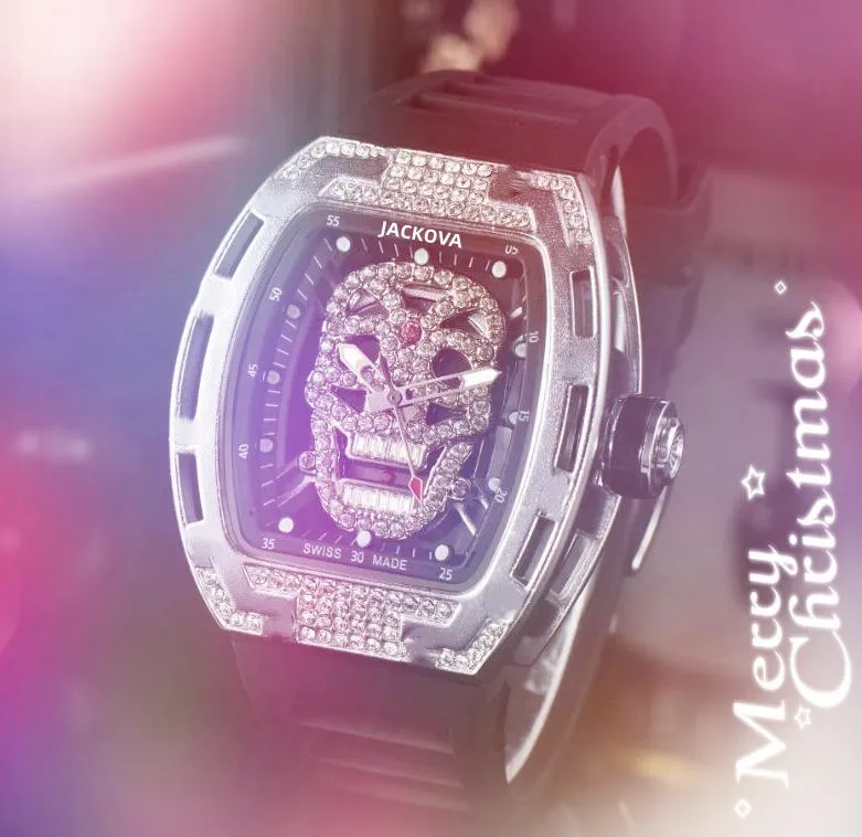 Orologio da donna di lusso con teschio e diamanti vuoti orologio da donna popolare moda casual cinturino in gomma in silicone movimento automatico