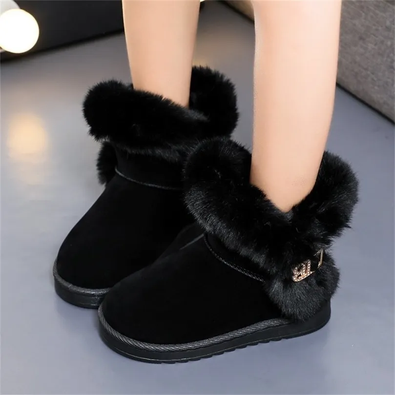 Children's Winter Girls Children Snow Plus Velvet Baby Boys Cotton Warm Shoes Kids Boots LJ201201