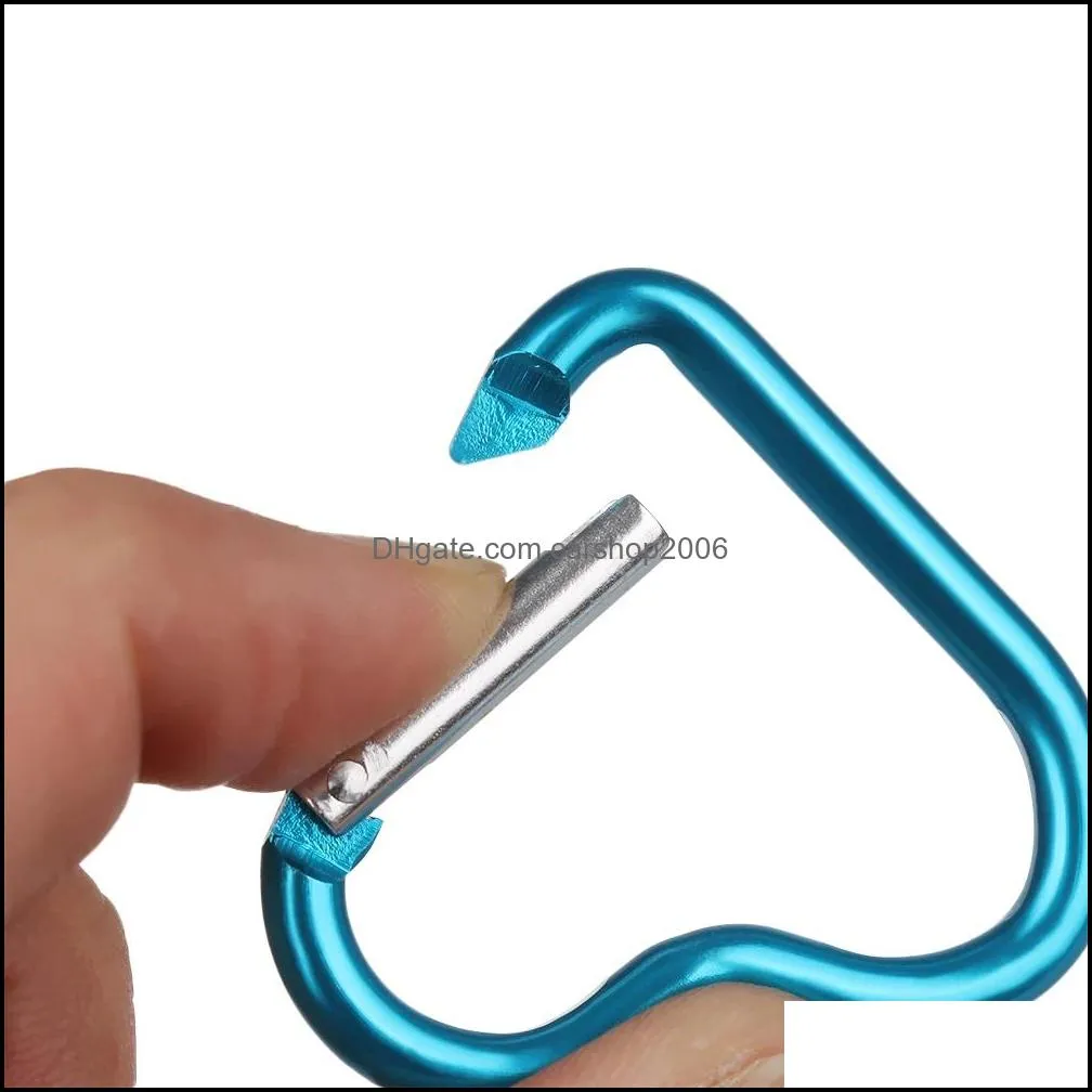 carabiner keyrings heart shaped keychain outdoor sports camp snap clip hook hiking aluminum metal convenient hiking camping clip on