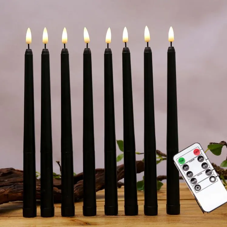 Candele Decorazioni per la casa Giardino Confezione da 6 Telecomando Halloween Taper Colore nero Senza fiamma Batteria a colonna finta con contenuto SN6736