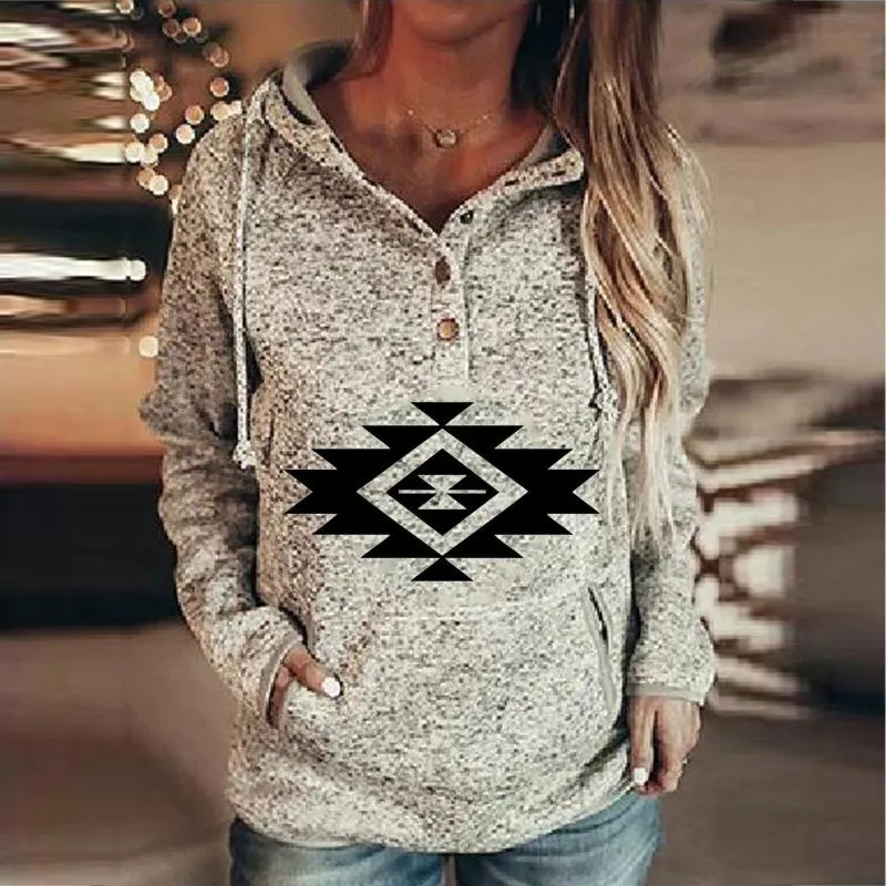 Womens Printed Snap Button Sherpa Hoodie Women Dress With Long