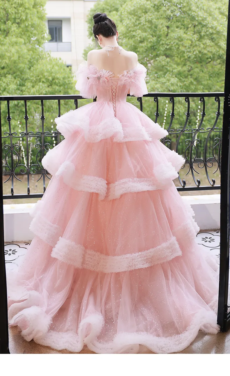 chinese dress ladies Heavenly Pink Tulle Ruched Strapless Formal Gown main image 0
