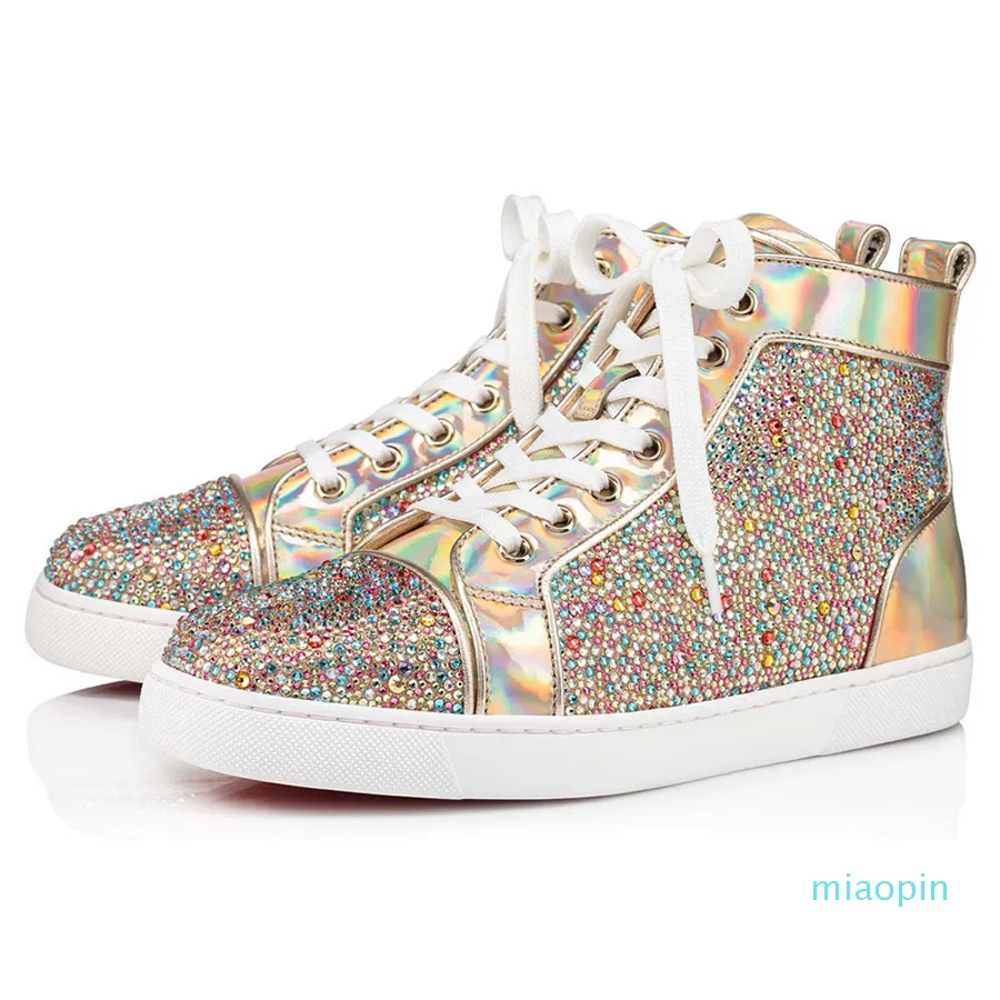 Fashion High Tops Dress Shoes Lous Woman Strass Orlato Flat Sneakers