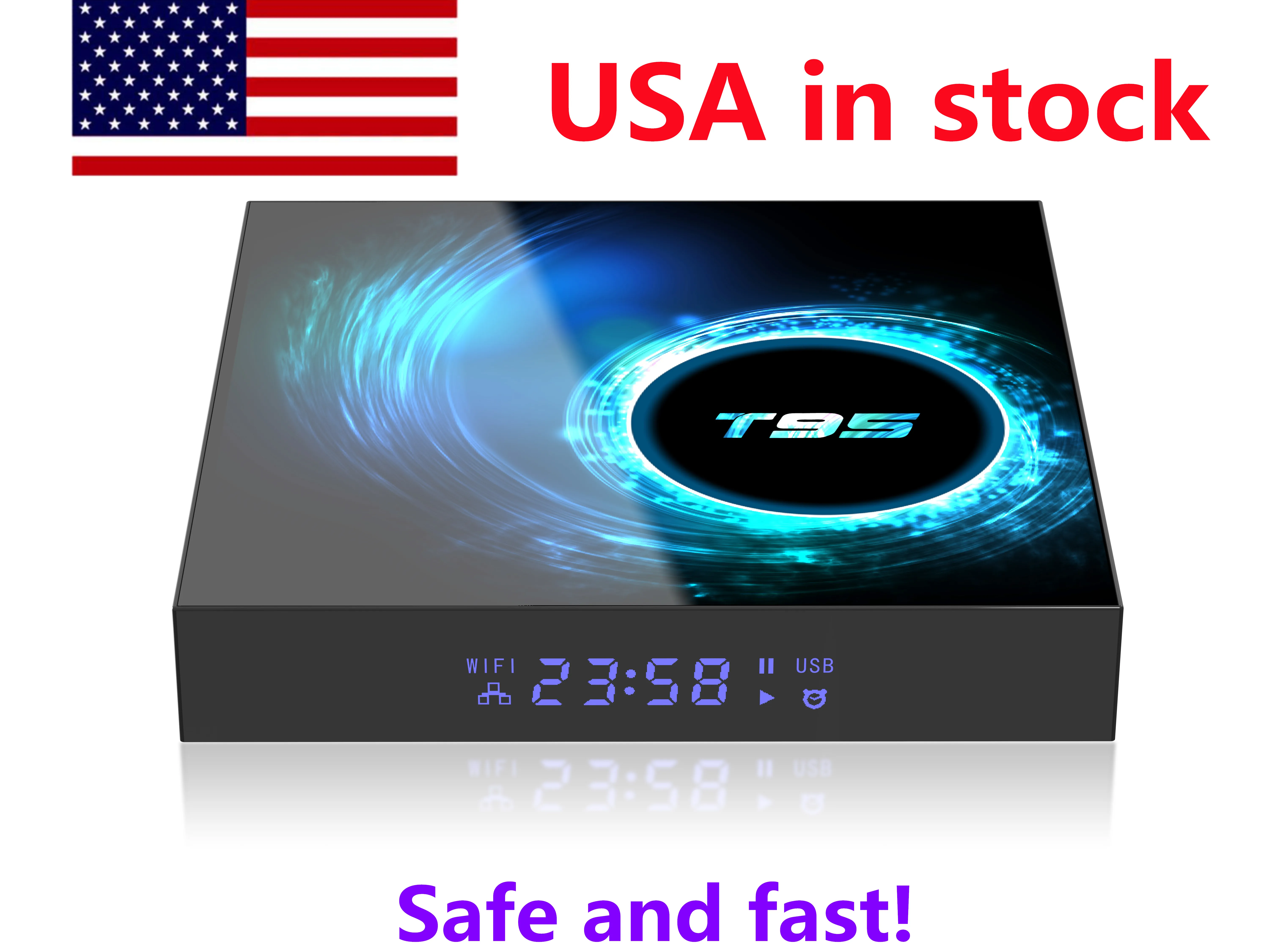 Envío desde EE. UU. 10PCS / lot T95 TV Box Android 10.0 Allwinner H616 Quad Core 4GB 32GB H.265 Decodificador