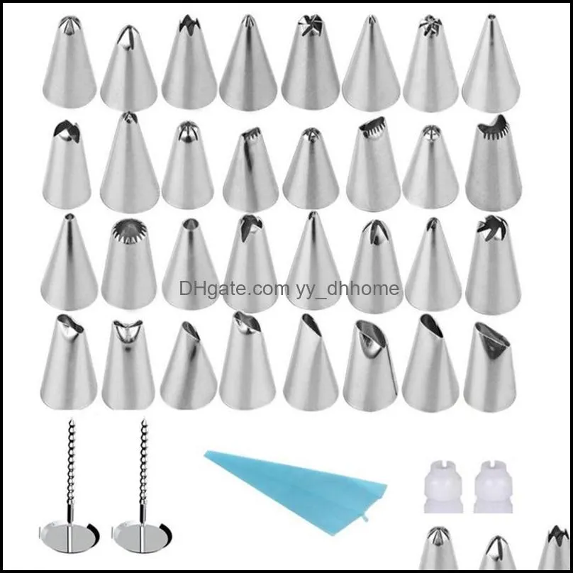 baking & pastry tools 38pcs/set stainless steel icing piping cake nozzles bag russian decorating tips for dessert