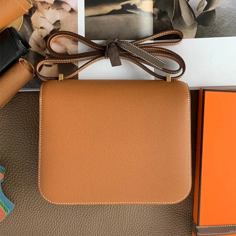 10A Mirror Quality Designer Full Handmade Wax Line Famous Brand Women's Retro Classic Fashion Epsom Leather Square Bag axel Diagonal guldspänne underarm