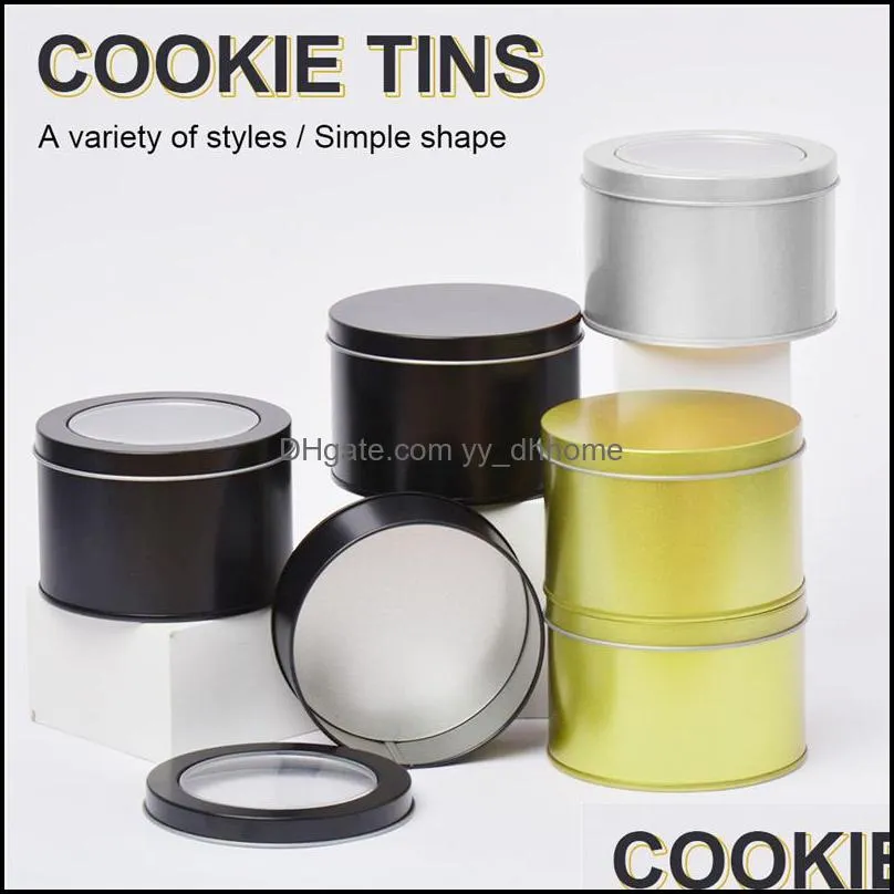 Aluminum Tins Jars Metal Round Tin Containers Storage Gift Boxes with Clear Top Window Home Baking Mold Cake Pan RRA10341