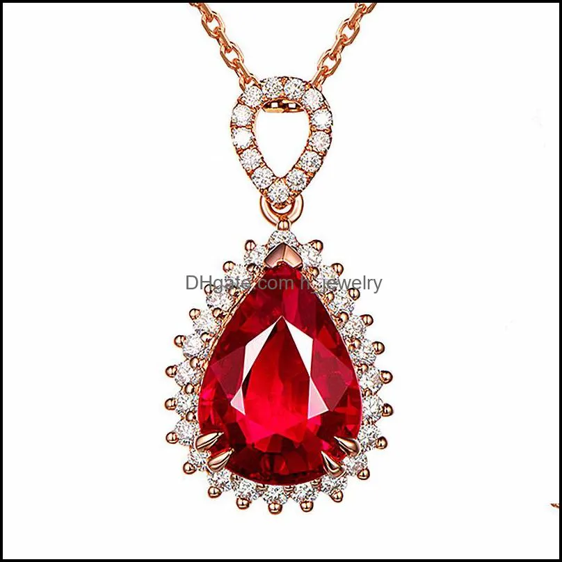 ruby sapphire pendant necklace elegant romantic created tourmaline gemstone necklace for women wedding jewelry silver necklaces hjewelry