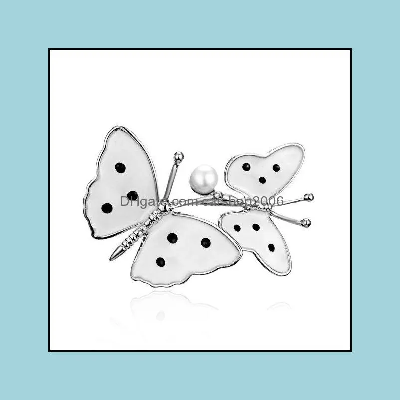 Pins Brooches Jewelry Fashion Butterfly Rhinestone Crystal Pin White Enamel Insect Weddings Party Brooch Pins Women Drop Delivery 2021 Msnt