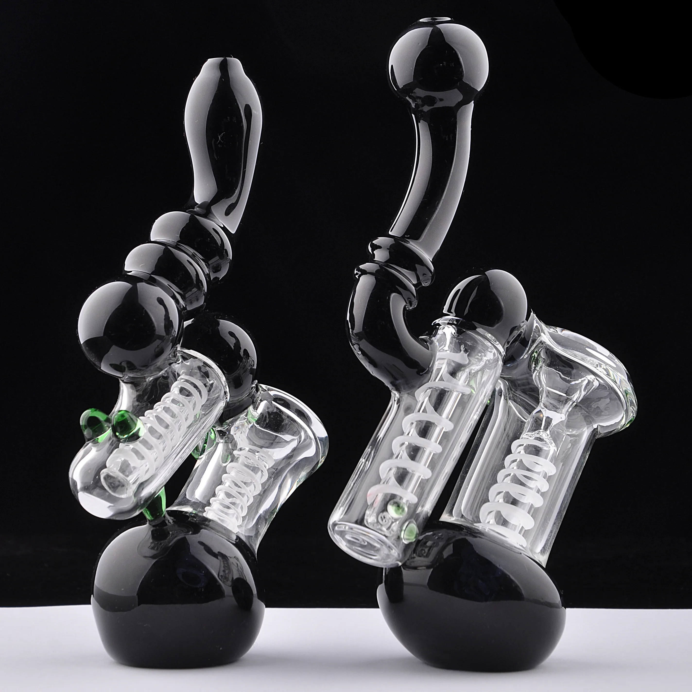 Heady Stock Black Glass Bubbler Smoking Pipe Water Bong Accessories 6.5 inches