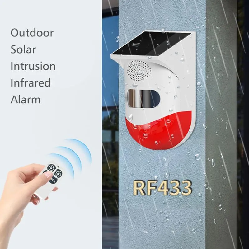 Akıllı Otomasyon Modülleri Kablosuz Güneş Kızılötesi Alarm Dedektörü Siren Hareket Sensörü Ev Bahçesi için RF433 Uzaktan kumanda