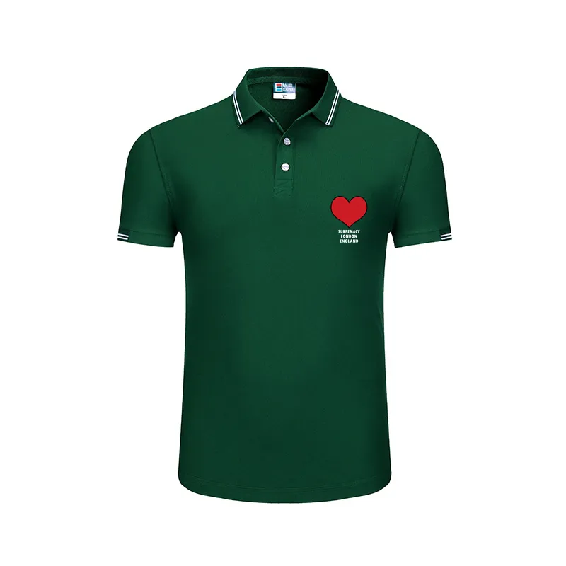 Moda marka Wysokiej jakości mężczyźni bawełna lapelowa koszulka polo lato krótkie rękawy miłosne koszulki kształt serca kobiety
