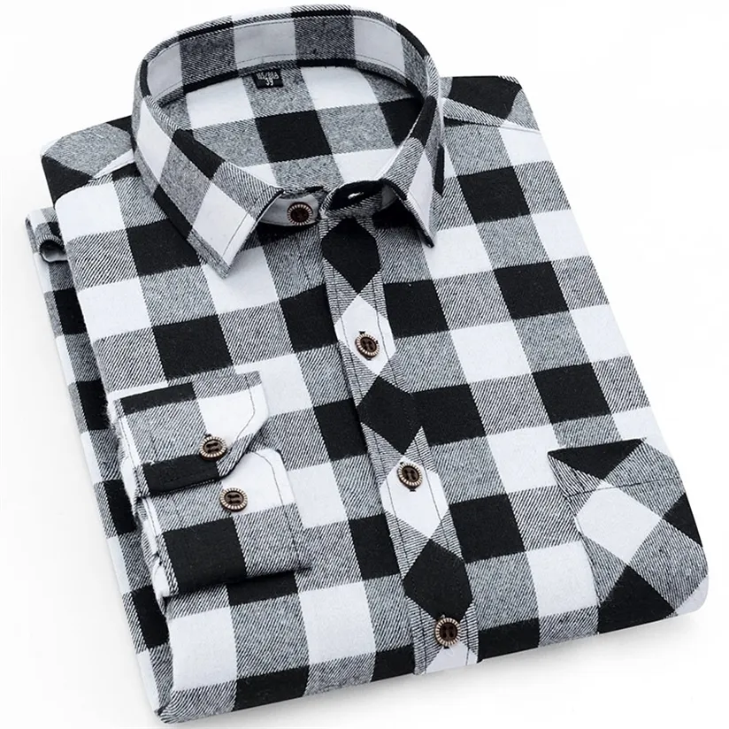 Fall Business Casual Homens Camisa xadrez Marca de Alta Qualidade Escritório Masculino Vermelho Vermelho Checkered Manga Longa Camisas Roupas 220330