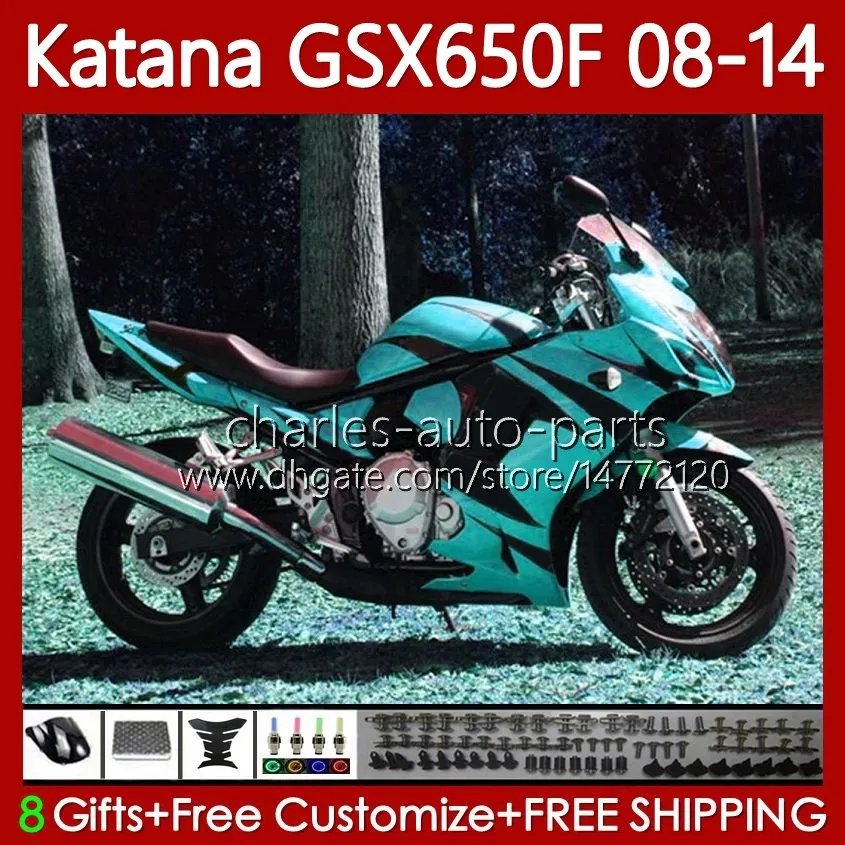 هيكل السيارة لسوزوكي كاتانا GSXF 650 GSX-650F Cyan Flames GSX650F GSXF650 2008 2009 2010 2011 12 13 14 120NO.126 GSX 650F GSXF-650 08 09 10 11 2012 2013 2014 OEM FALTINGS