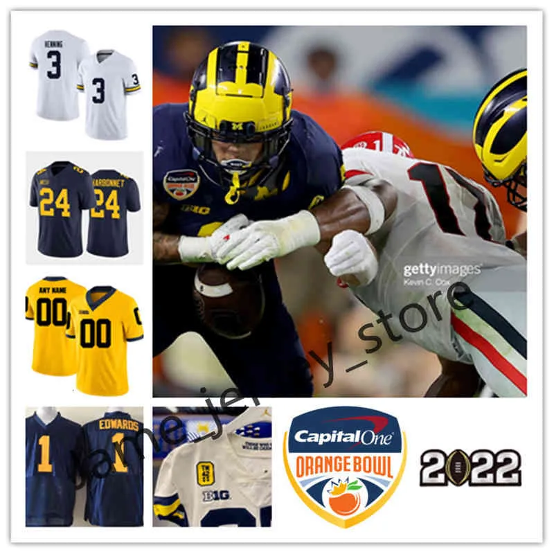 Maillot de football Xflsp College Michigan Wolverines 10 Tom Brady 12 Cade McNamara 16 Denard Robinson 21 Desmond Howard 30 Daxton Hill 88 Jake Butt 97