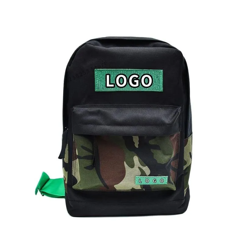 Organisateur de voiture Logo Noir Mosaïque Camouflage Mariée Sac Toile Sac À Dos En Plein Air Multifonctionnel BackpackCar