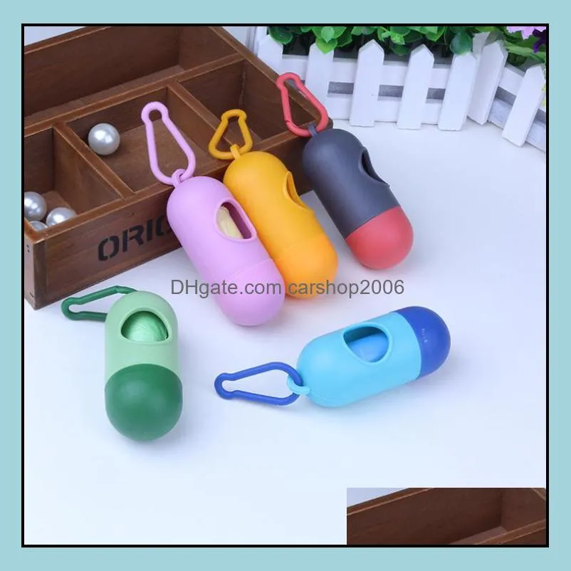 pet dog dispenser garbage case included pick up waste poop bags dog pet supplies household cleaning tool 8 colors 10.5*4cm sn2184