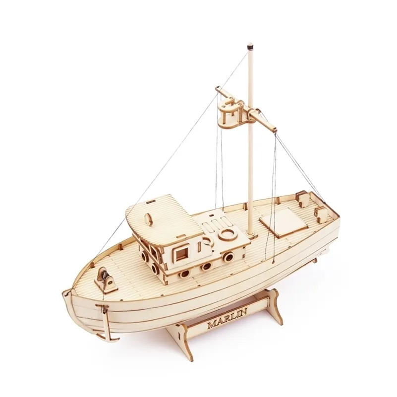 3D Wooden Sailboat Fishing Wooden Boat Building Kit DIY Mechanical