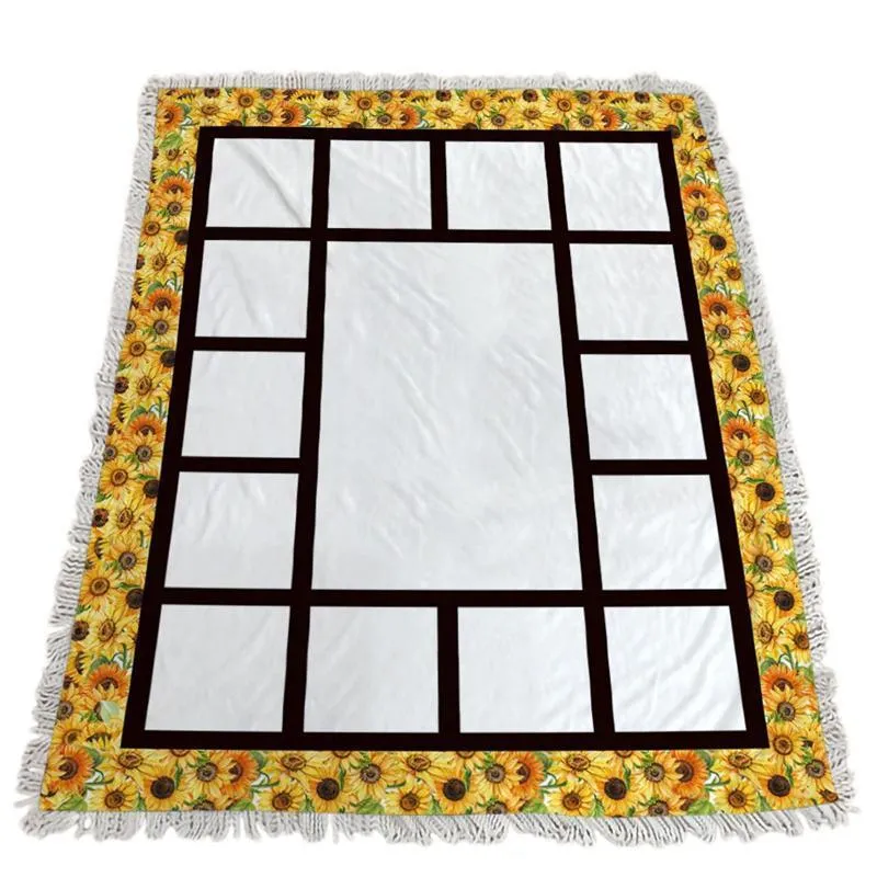 Sublimation Sunflower Panels Blanket 50*60inch Thermal Transfer Blankets Heat Printing Flannel Sofa Cover Wholesale A02