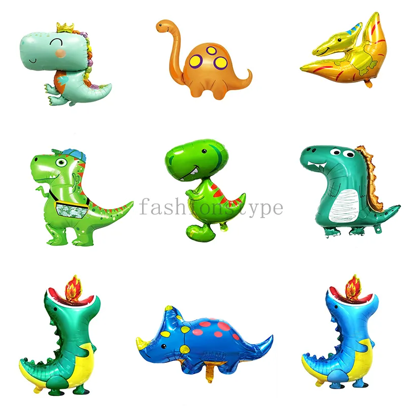 Cartoon Big Dinosaur Aluminium Balon Balon Q wersja Tyrannosaurus Rex Forest Temat Party Layout Dekoracja Dekoracja