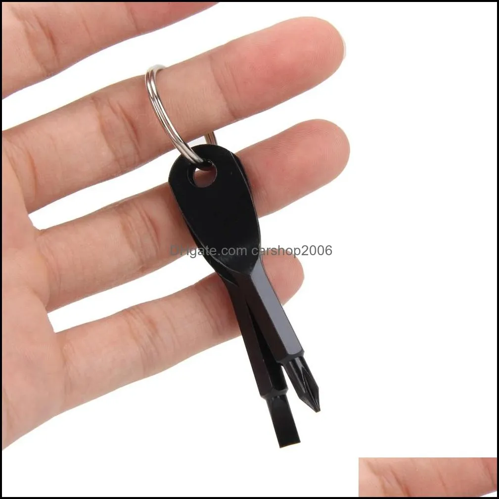 screwdrivers keychain outdoor stainless steel pocket tool slotted phillips screwdriver set edc outside multifunction key shape ring auto car