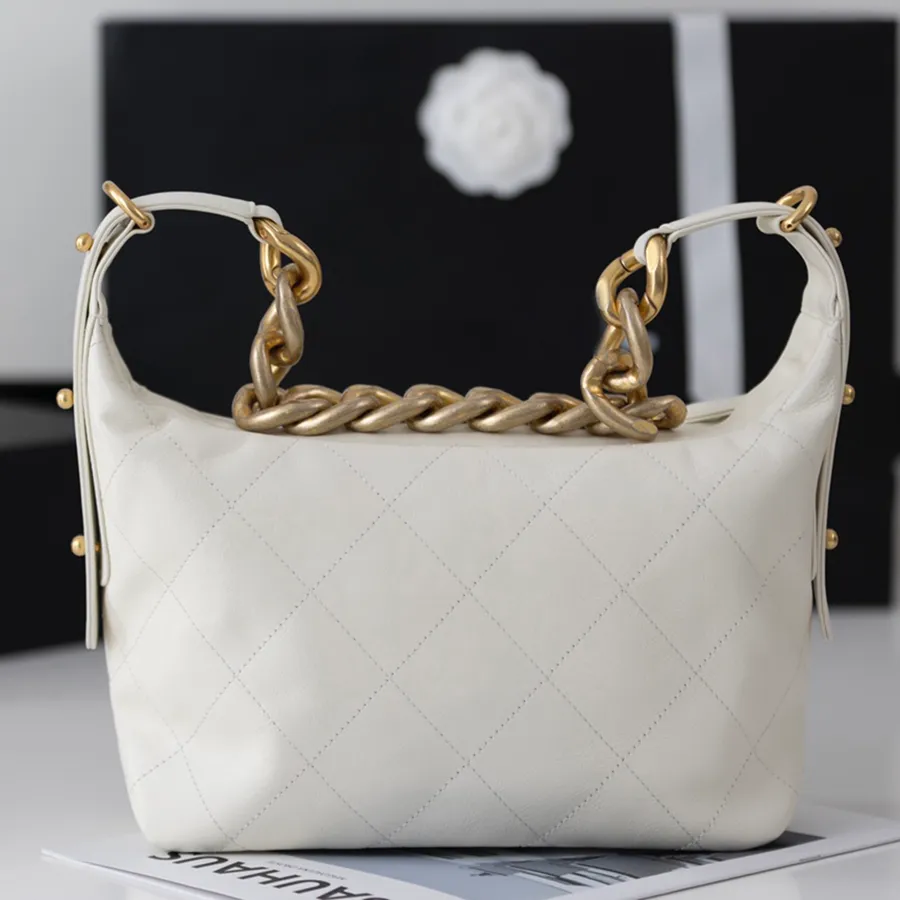 10A Specchio di qualità Lussi Borsa ascellare in pelle di latticello Classico Diamond Lattice Hobo Borsa Designer Borse a tracolla da donna con scatola C032