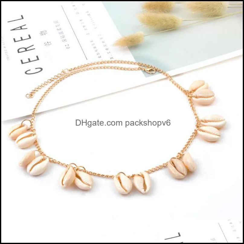 bohemian natural shell gold alloy necklace women`s minimalitst summer beach pendant holiday charm gift accessories chains