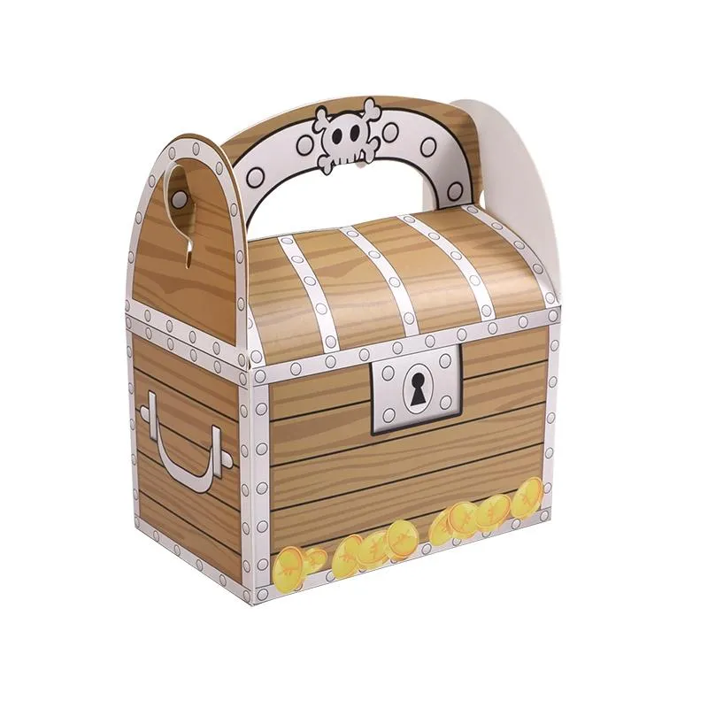 Brocada de presente 5pcs Pirata tema Treasure Treat Chest Candy Box for Kids Girl Boy Birhtday Party Decoration Halloween Suppliesgift