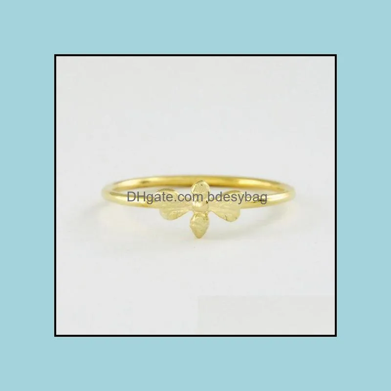 Fashion Honey Bee Rings Solid 18K Gold Jewelry Rings Zinc alloy material beautiful woman`s ring mix color rings