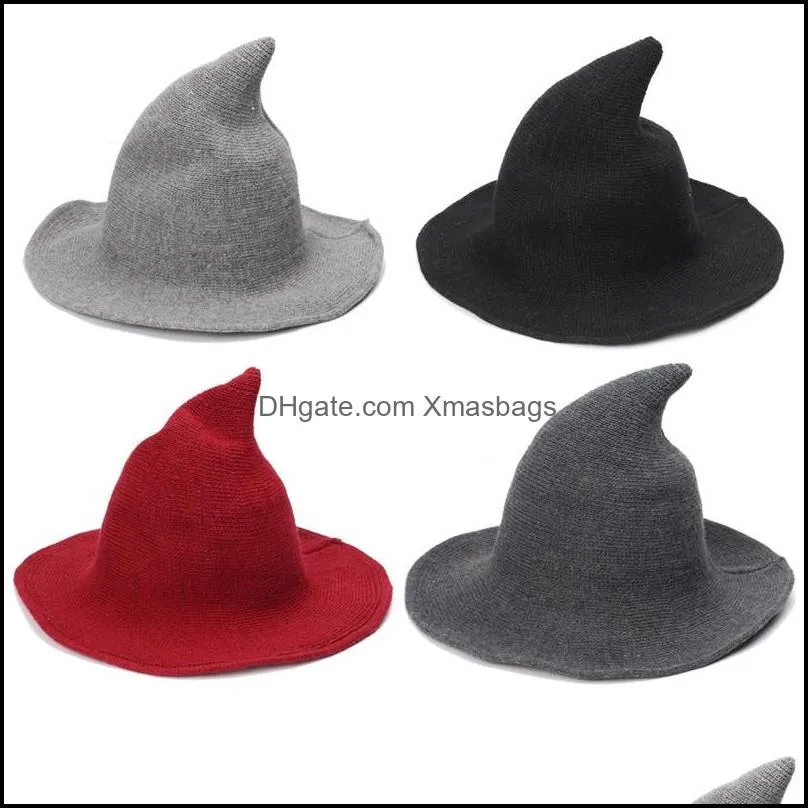 Party Hats Festive Supplies Home Garden Halloween Witch Hat Diversified Along The Sheep Wool Cap Knitting Fisherman Fema Dhvpu