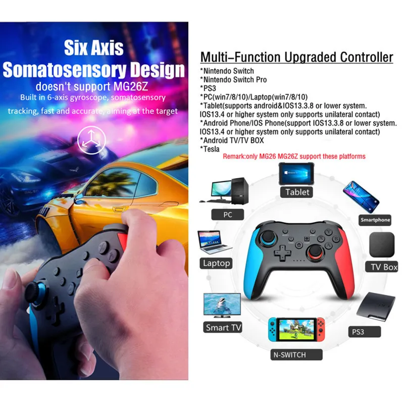 2PCS Bluetooth 2.4G Wireless Controller For Nintendo Switch Pro PC