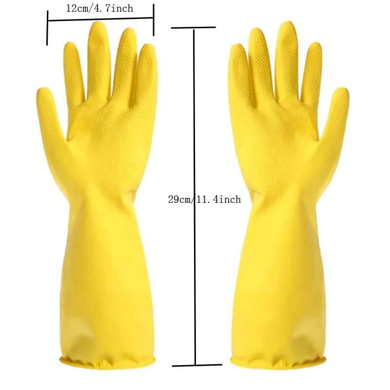 Cleaning Gloves Daily Skin Care Latex Housework Non-slip Clean Laundry Dishwashing Glove Solid Color XG0083