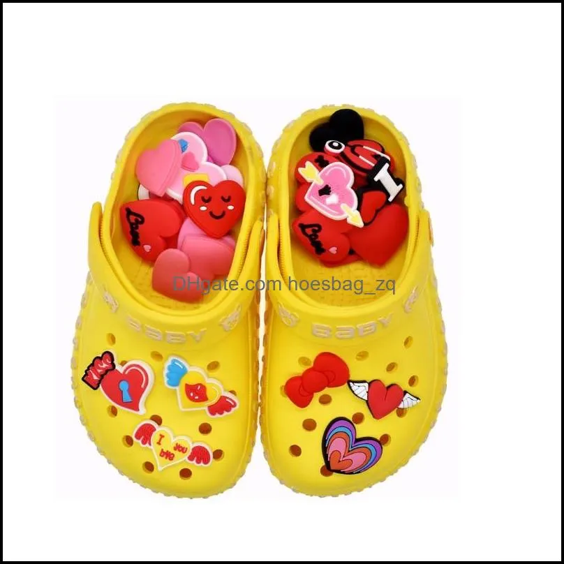 Cartoon character PVC Shoe Charms Shoe Accessories clog Jibz Fit Wristband Croc buttons Shoe Decorations Love Bowtie Shape Gift
