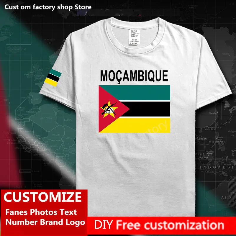 Mosambik T-shirt Kundenspezifische Jersey Fans DIY Name Nummer Marke T-shirt High Street Fashion Hip Hop Lose Beiläufige T-shirt MOZ 220616