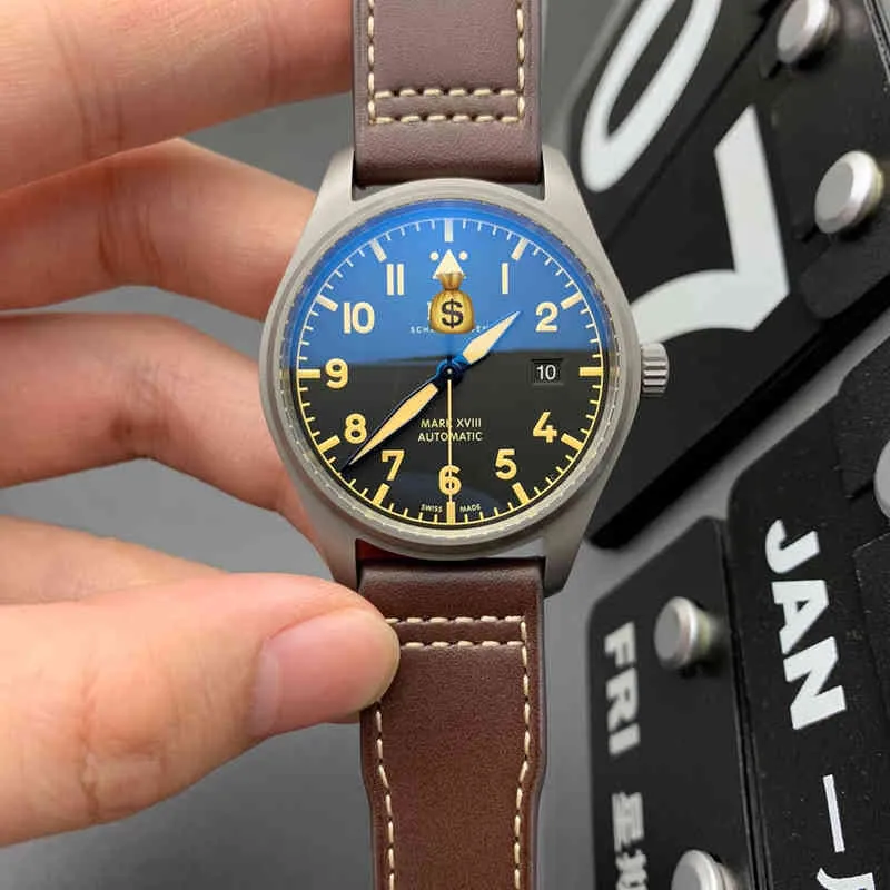 Роскошные часы для мужчин механика наручные часы V7 пилот титана Mark 18 мужской досуг спортивный бизнес автоматический механический дизайнер