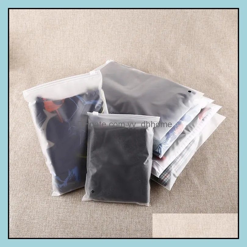 Resealable zipper plastic bags Clothing wardrobe storage Organizer bag frosted clear thick 1.6mm for shirts sock underwear 14 sizes