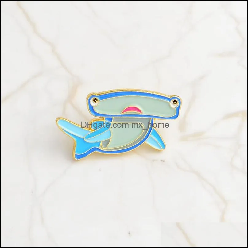 animal sea shark whale brooch pins enamel cartoon lapel pin for women men top dress fashion jewelry