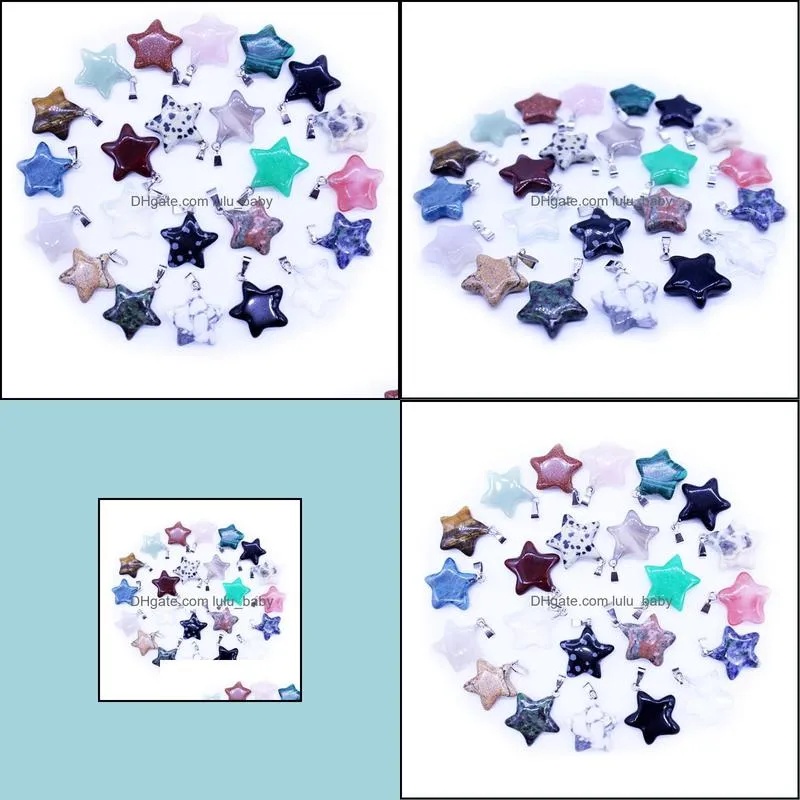 natural stone pendant fashion assorted mixed star charms pendants for diy jewelry making star stone pendant
