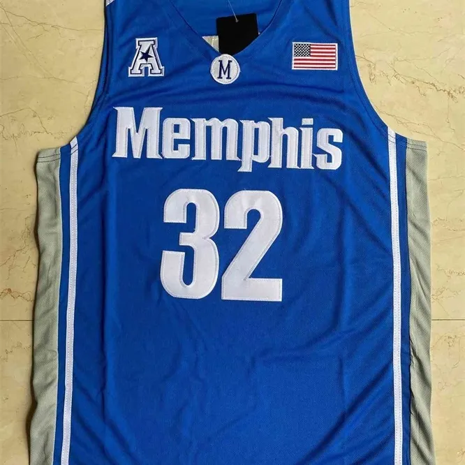 Xflsp NCAA Memphi Tigers 32 James Wiseman College cousu Basketball University maillots pour hommes bleu gris noir