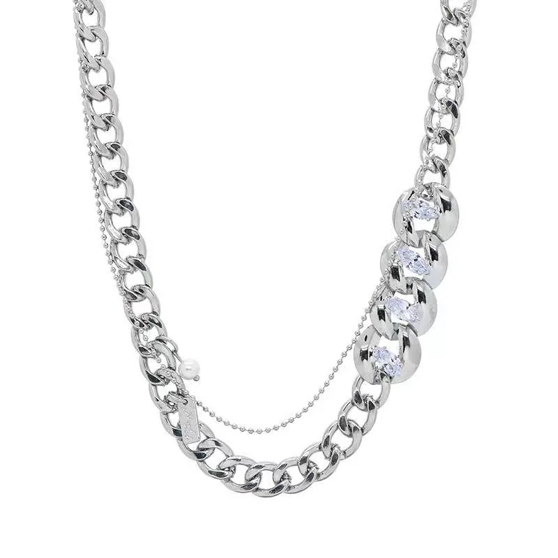 Collier en or chaîne brute bijoux en diamant bijoux de créateur bijoux de mode en couches g femmes hommes couple 14 carats collier femme long 41 cm cadeau en argent cool jeune fille