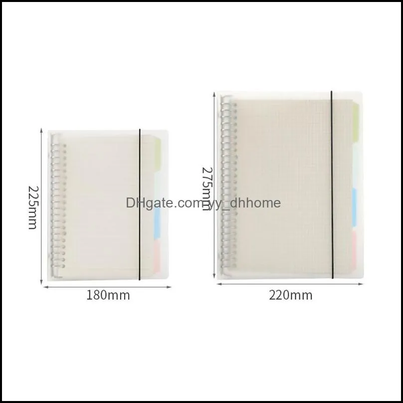 metal colorful loose-leaf notebook frosted transparent coil notebook pp a5/b5 removable notepad waterproof cover school supplies