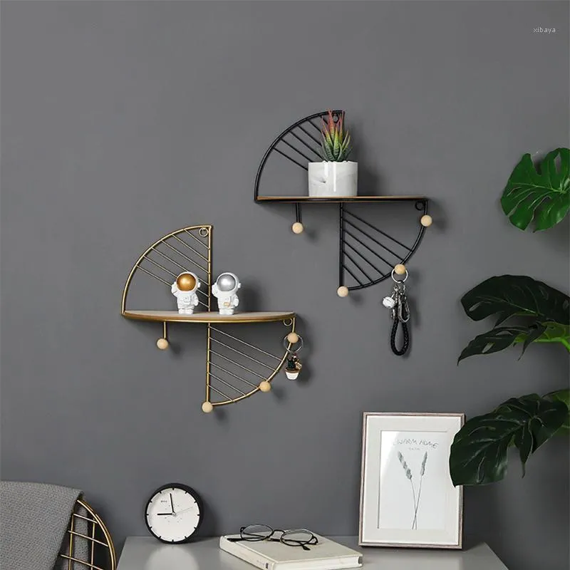 Hooks Rails Creative Storage Vase Trade Wall Hanging Rack Living Room Decoratieve plank Iron Art Key Hook Office Home Accessory 2022