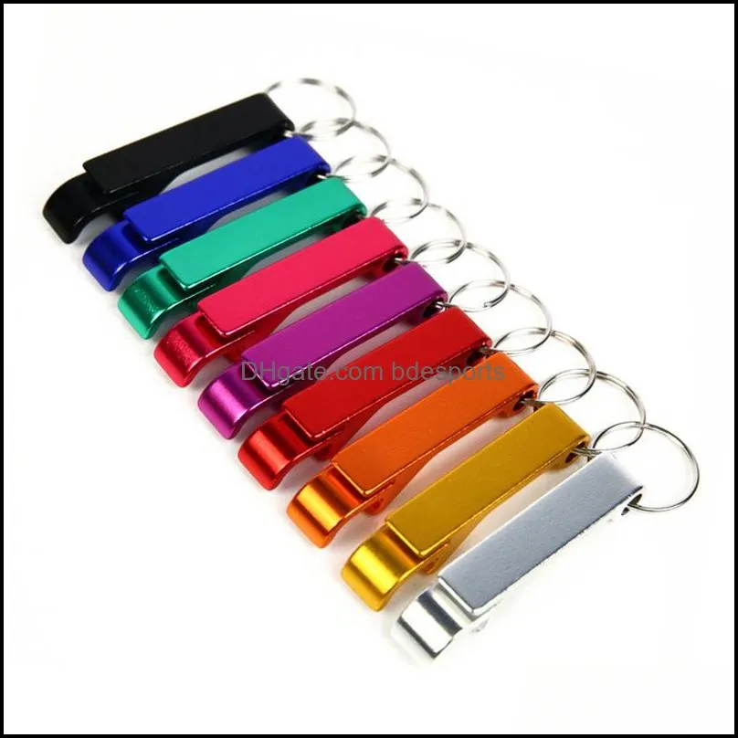 2019 Portable mini Bottle Opener Keychain multi colors Metal Beer bottle can openers home Bar party Tool