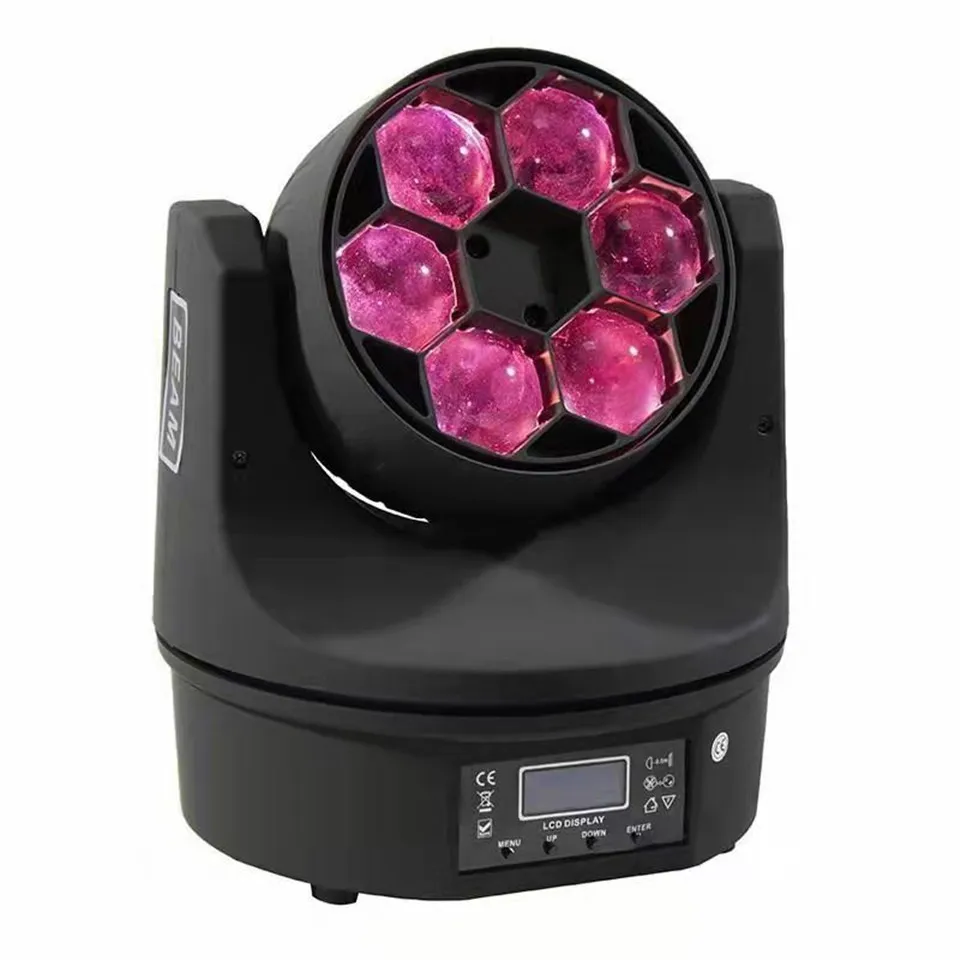 6x15W RGBW 4IN1 LED BEE EYESビーム移動ヘッドライトDMXステージライトダイマー10/15チャンネル