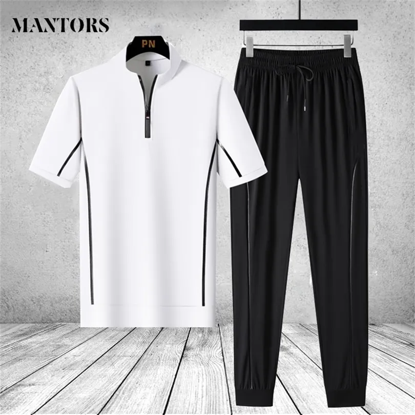 Män s kort ärm t -shirt sätter sportbyxor två stycken byxor casual manliga kostymer mode överdimensionerade träningsdräkter 4xl 5xl 220621