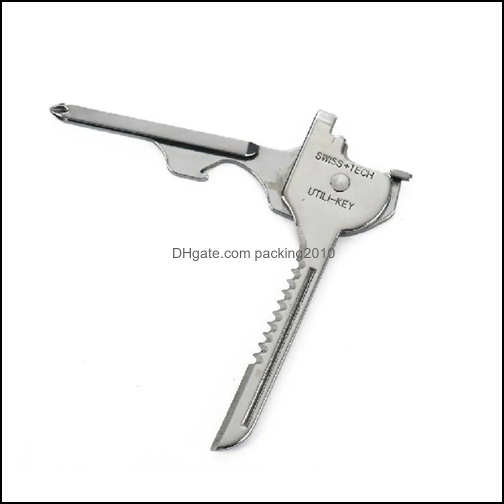 6 In 1 Mini Multifunction Foldable Knife Key Swiss Tech Utili Key Outdoor Screwdriver Bottle Opener Keychain Camping Multifunction