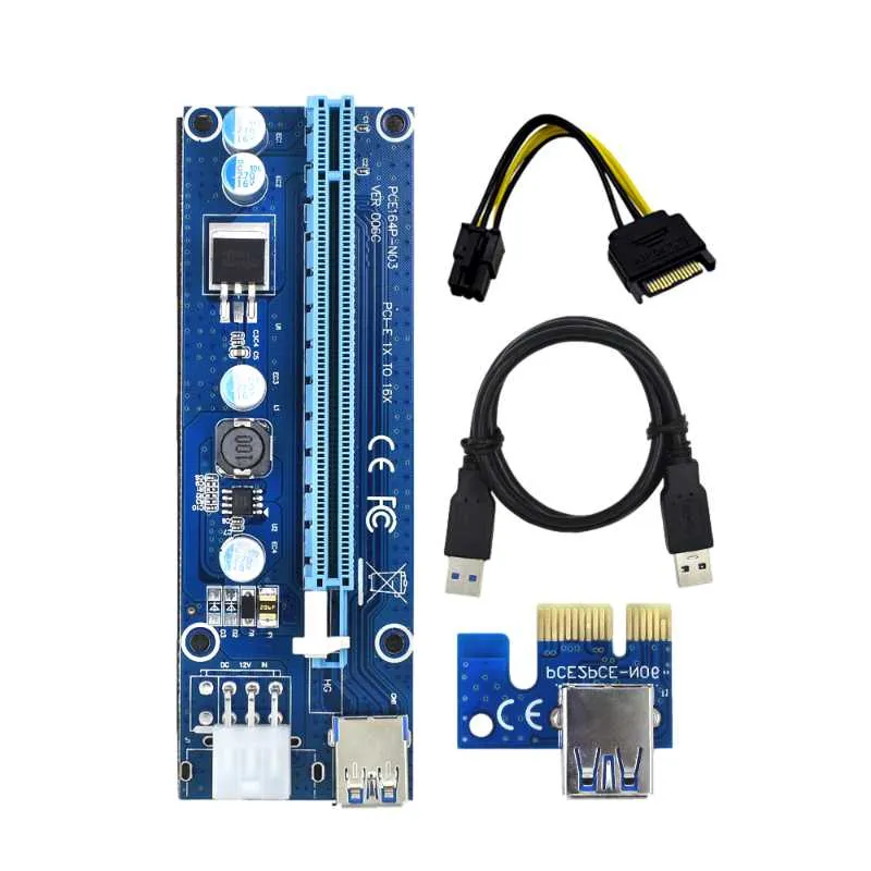Connecteurs de câbles d'ordinateur TISHRIC PCIE Riser 009s Plus Carte PCI-E 16x GPU 006/008/009s Adaptateur d'extension de câble USB 3.0 pour BTC MiningCompu