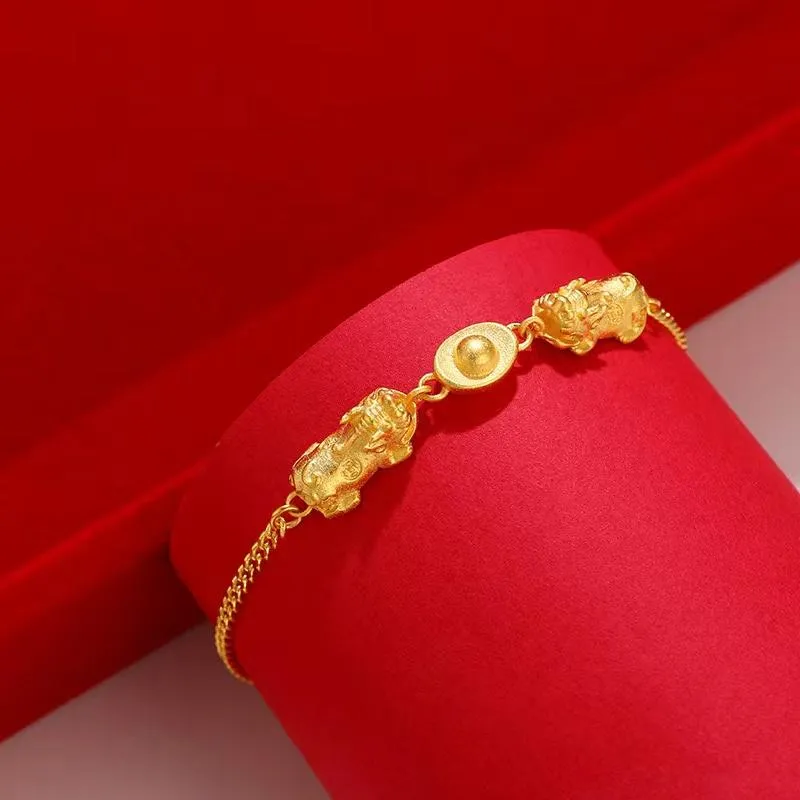 Braceletas Charmelas de oro chino chino lingote lingote pixiu complejo antiguo joyería de moda tendencia bragrapadora