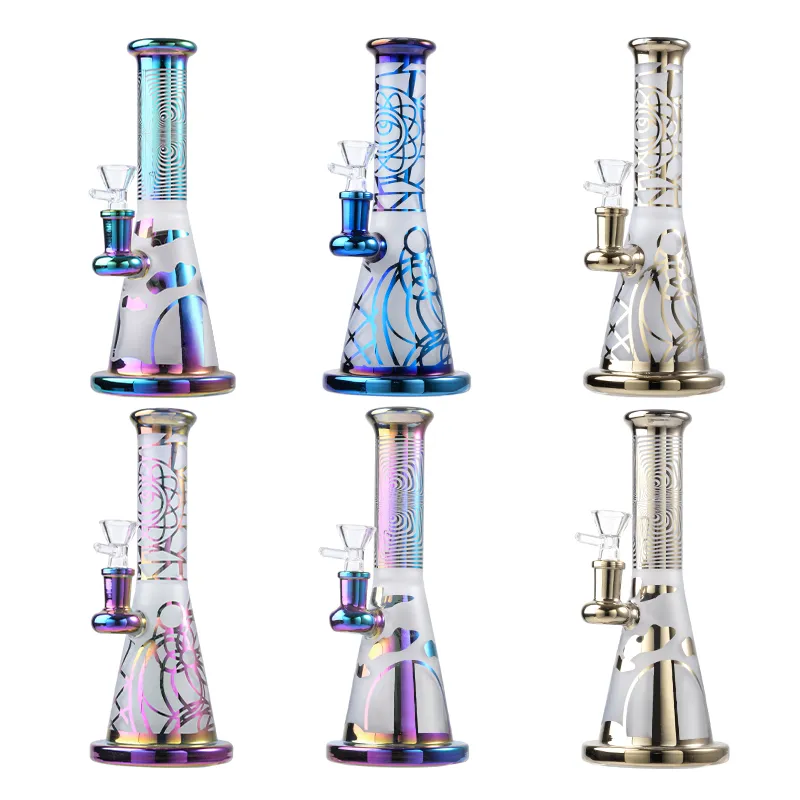 Unique Rainbow Hookahs 14mm Female Joint Colorful Glass Bong Showerhead Perc Hookahs With Banger Bowl Oil Rig Dab ZDWS2005
