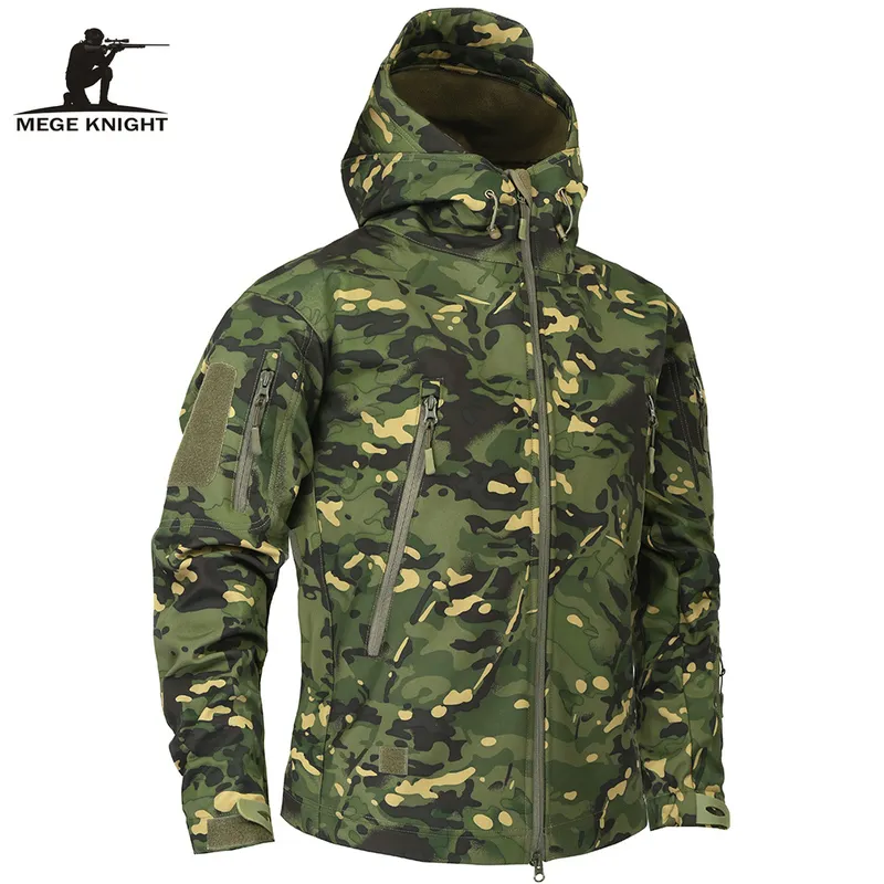 Mens jaquetas MEGE Brand Clothing Autonm Milder Military Camouflage Fleece Jacket 220823